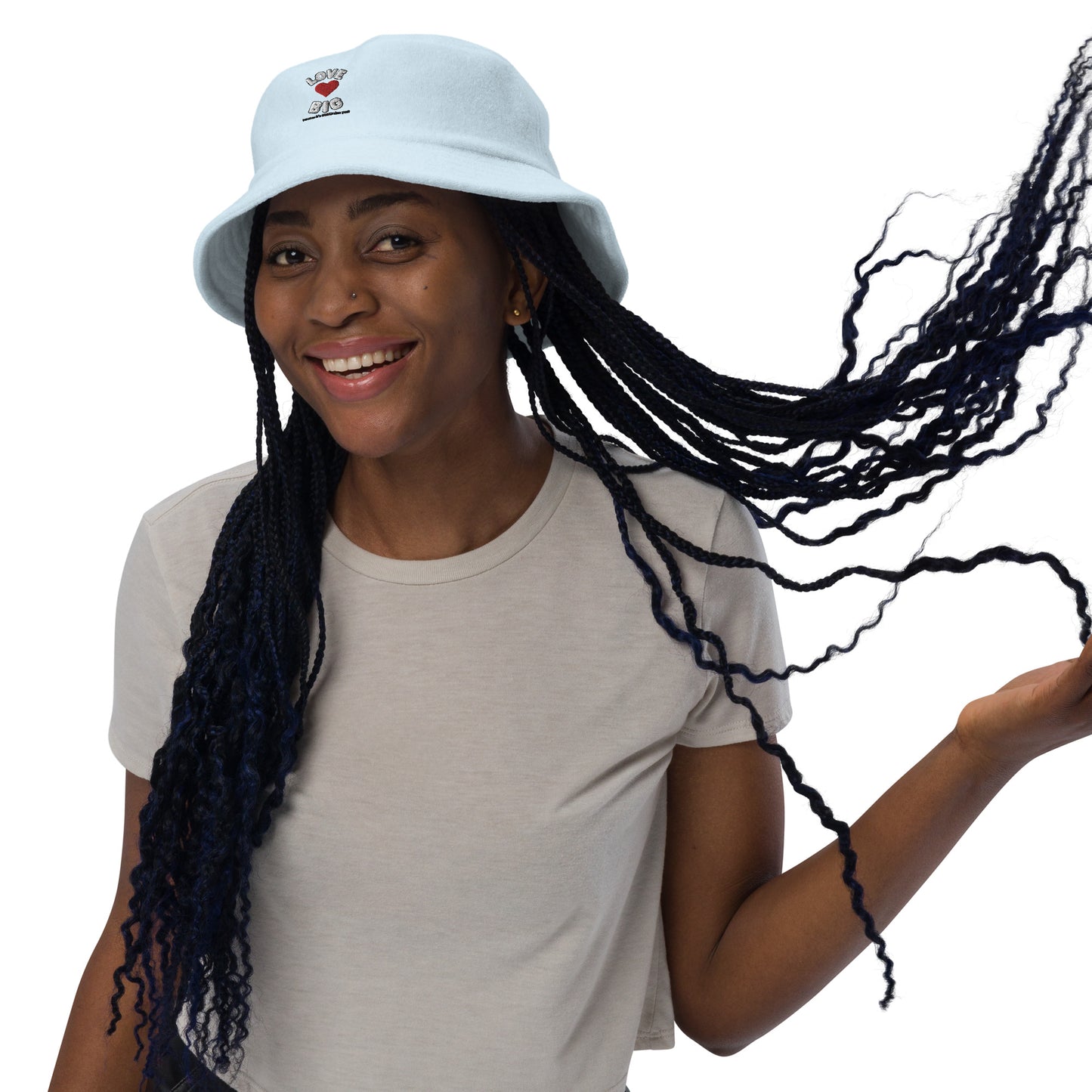 Unstructured Terry Cloth Bucket Hat-LOVE BIG
