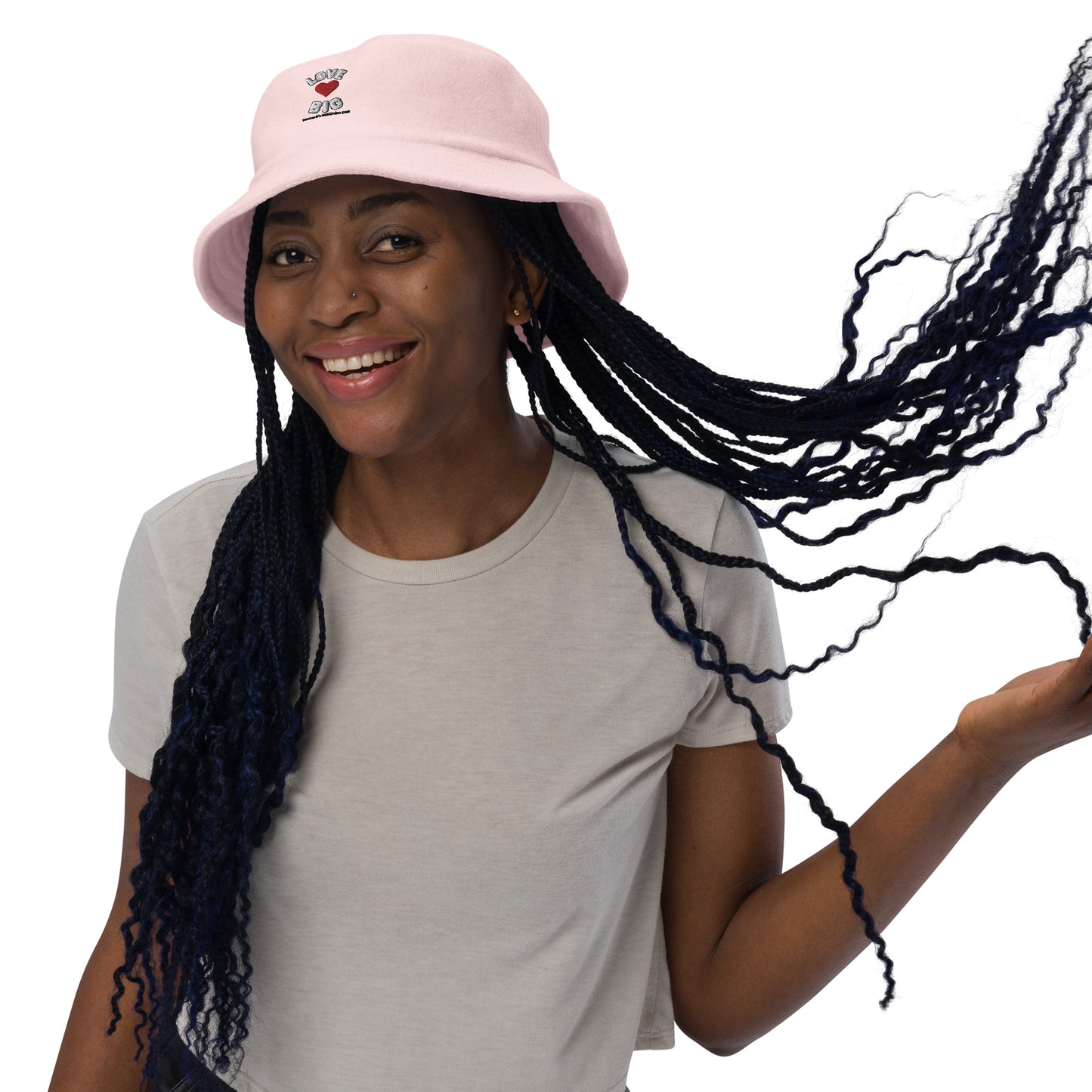 Unstructured Terry Cloth Bucket Hat-LOVE BIG