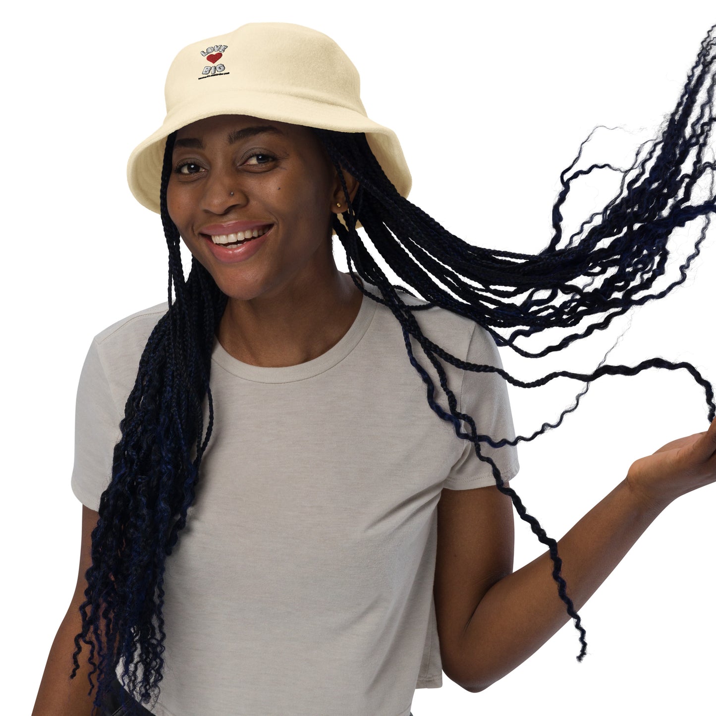 Unstructured Terry Cloth Bucket Hat-LOVE BIG